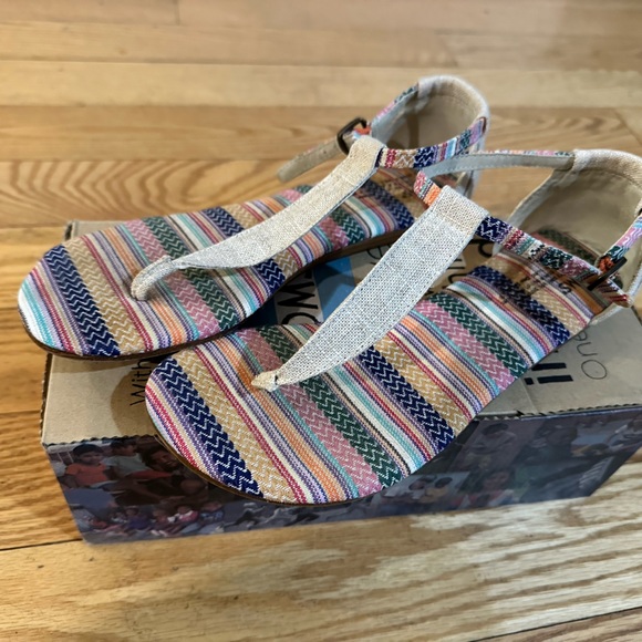 TOMS Playa Sandals - Size 8.5 - Mixed Woven Burlap - Picture 1 of 5